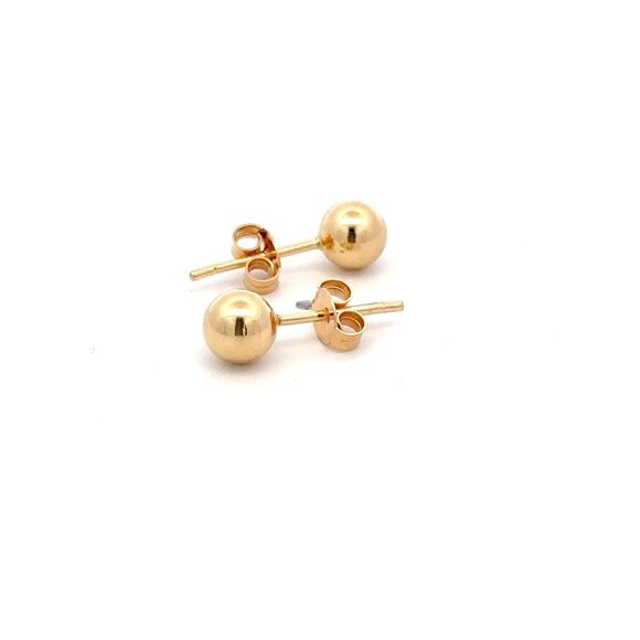 18K Gold Earrings Stud Balls Polished Small 1.55 grams - Picture 6 of 9